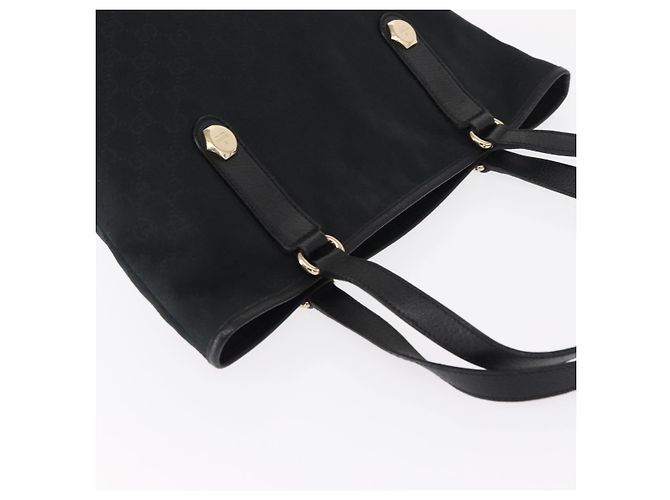 Borsa Tote GG Canvas Gucci Nera Oro 153009 Auth 156794 Nero D'oro - vista 6