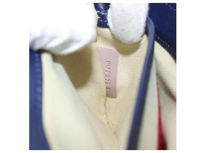 VALENTINO Bolso de Hombro de Cuero con Cadena y Estrellas Azul Marino Dorado Auth BA8756 - vista 12