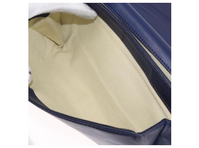 VALENTINO Bolso de Hombro de Cuero con Cadena y Estrellas Azul Marino Dorado Auth BA8756 - vista 22