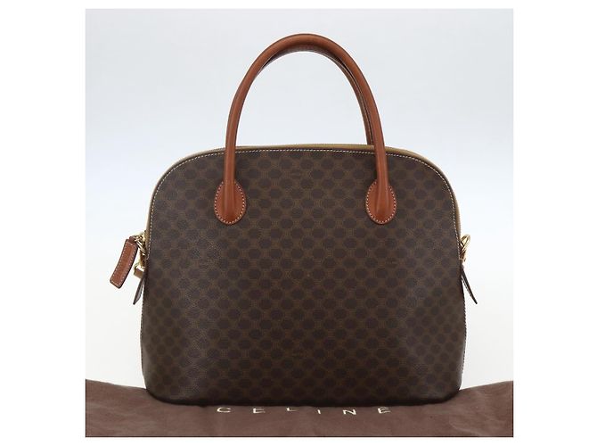 Céline Bolsa de mão em lona Macadam CELINE em couro PVC 2 em 1 marrom dourado Auth 157458V - vista 12