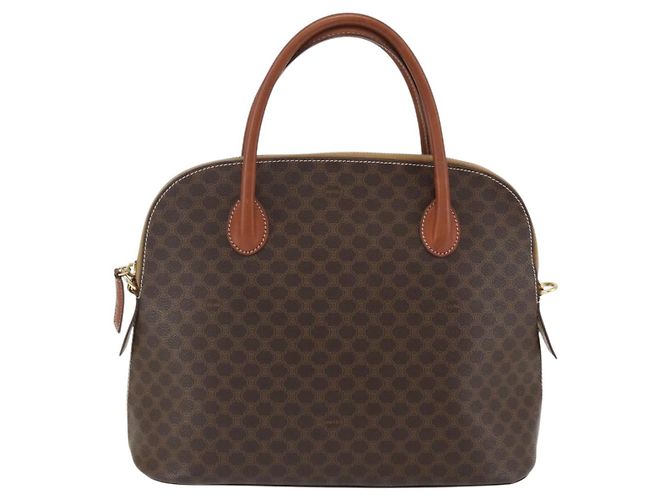Céline Bolsa de mão em lona Macadam CELINE em couro PVC 2 em 1 marrom dourado Auth 157458V - vista 13