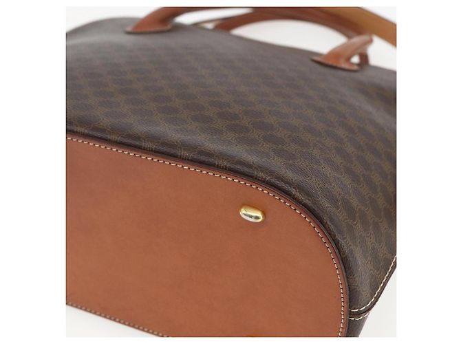 Céline Bolsa de mão em lona Macadam CELINE em couro PVC 2 em 1 marrom dourado Auth 157458V - vista 18