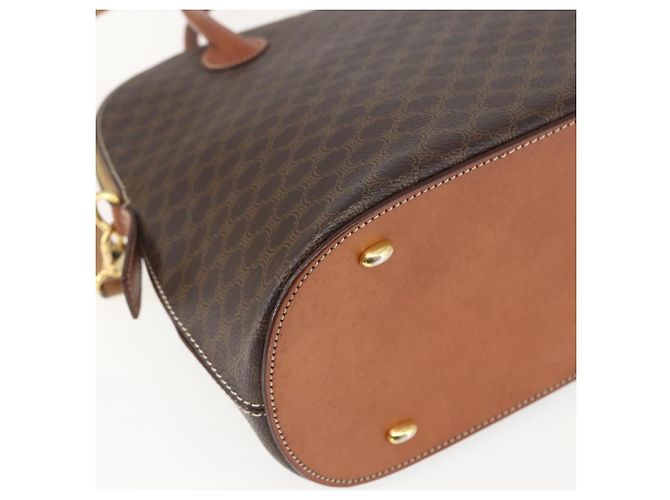 Céline Bolsa de mão em lona Macadam CELINE em couro PVC 2 em 1 marrom dourado Auth 157458V - vista 19