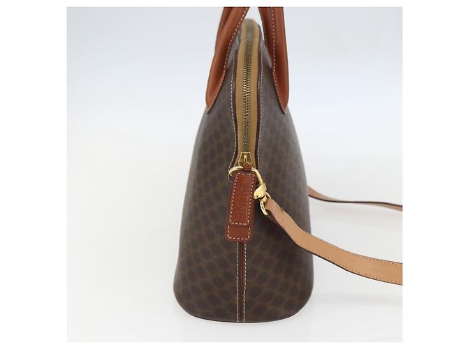 Céline Bolsa de mão em lona Macadam CELINE em couro PVC 2 em 1 marrom dourado Auth 157458V - vista 3