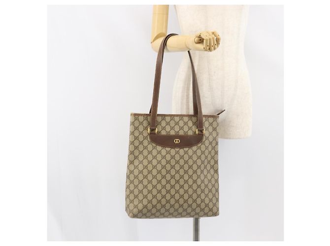 Gucci Borsa Tote GG Supreme in PVC beige e oro Auth ep12338 D'oro - vista 22