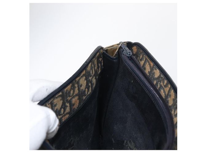 Borsa a Spalla in Tela Trotter Christian Dior Blu Navy Oro Auth bs31649 D'oro - vista 19