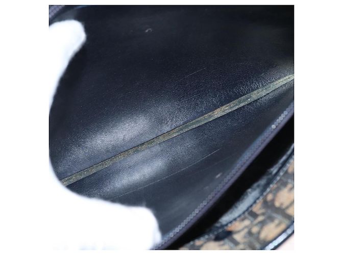 Borsa a Spalla in Tela Trotter Christian Dior Blu Navy Oro Auth bs31649 D'oro - vista 22