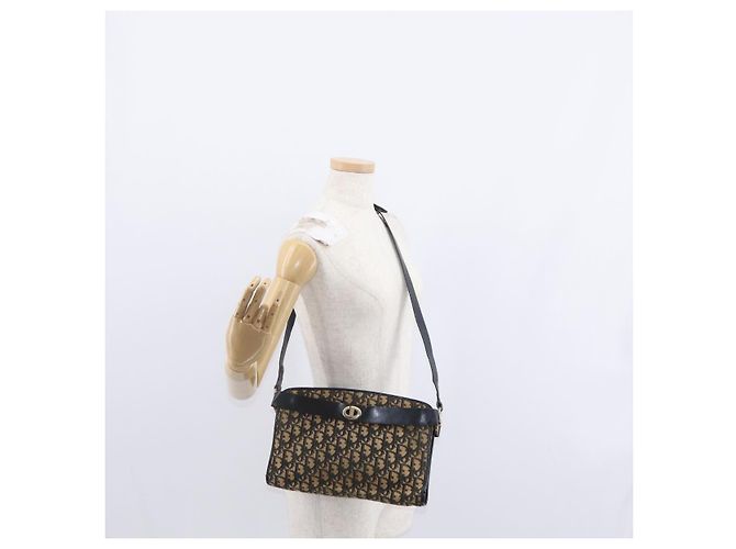 Borsa a Spalla in Tela Trotter Christian Dior Blu Navy Oro Auth bs31649 D'oro - vista 23