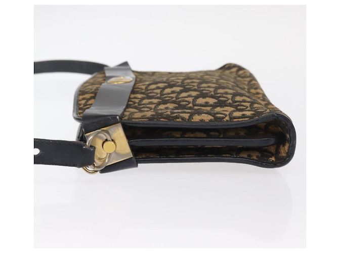 Borsa a Spalla in Tela Trotter Christian Dior Blu Navy Oro Auth bs31649 D'oro - vista 5