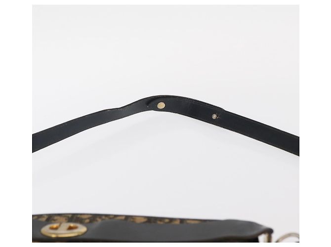 Borsa a Spalla in Tela Trotter Christian Dior Blu Navy Oro Auth bs31649 D'oro - vista 8