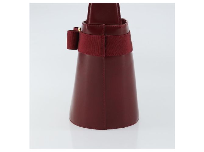 Borsa a mano Vala in pelle rossa e oro di Salvatore Ferragamo Auth gh1422 Rosso D'oro - vista 4
