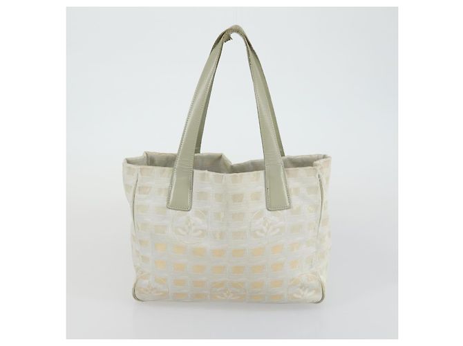 CHANEL Nuova linea da viaggio Borsa Tote Nylon 2 Set Blu Beige CC Auth BA8965 - vista 10