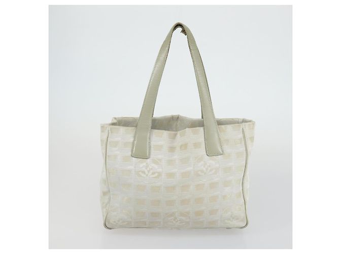 CHANEL Nuova linea da viaggio Borsa Tote Nylon 2 Set Blu Beige CC Auth BA8965 - vista 11