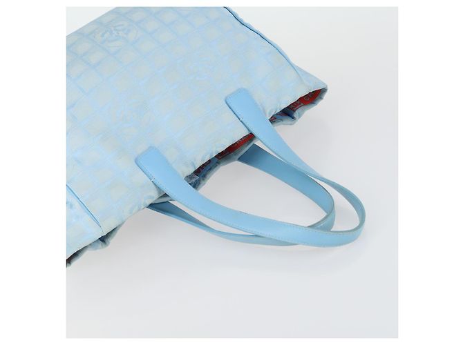 CHANEL Nuova linea da viaggio Borsa Tote Nylon 2 Set Blu Beige CC Auth BA8965 - vista 5