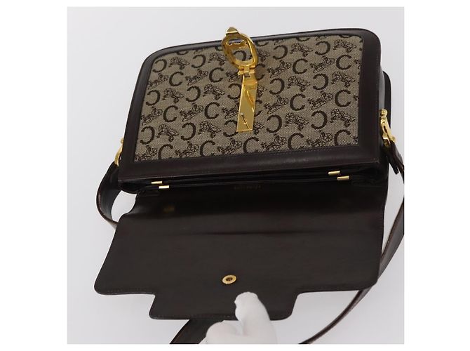 BORSO A SPALLA IN CANVAS BEIGE E ORO CÉLINE C SULKY CARRIAGE Auth 159163 D'oro - vista 10