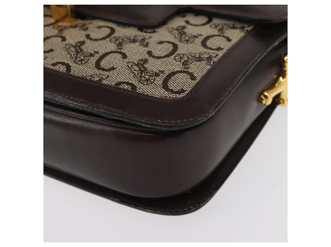 BORSO A SPALLA IN CANVAS BEIGE E ORO CÉLINE C SULKY CARRIAGE Auth 159163 D'oro - vista 14