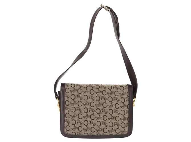 BORSO A SPALLA IN CANVAS BEIGE E ORO CÉLINE C SULKY CARRIAGE Auth 159163 D'oro - vista 2