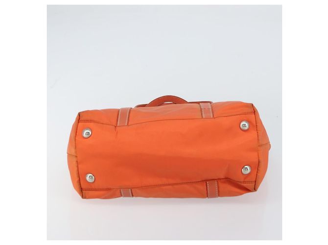 Borsa Tote PRADA in nylon e pelle arancione argento Auth gh1423 - vista 5