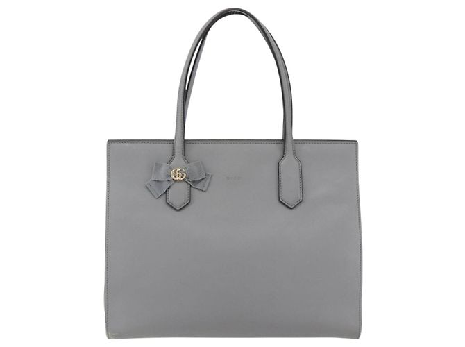 Borsa Tote in Pelle Grigia Oro GUCCI 440055 Auth ka948 Marrone D'oro - vista 13