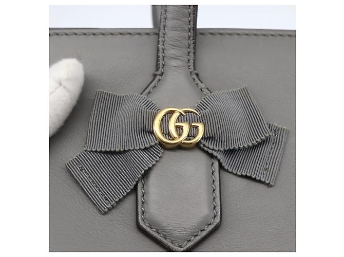 Borsa Tote in Pelle Grigia Oro GUCCI 440055 Auth ka948 Marrone D'oro - vista 18