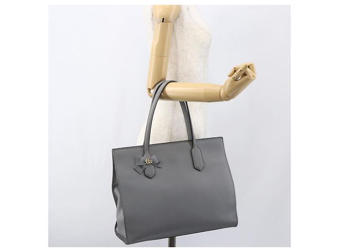 Borsa Tote in Pelle Grigia Oro GUCCI 440055 Auth ka948 Marrone D'oro - vista 24