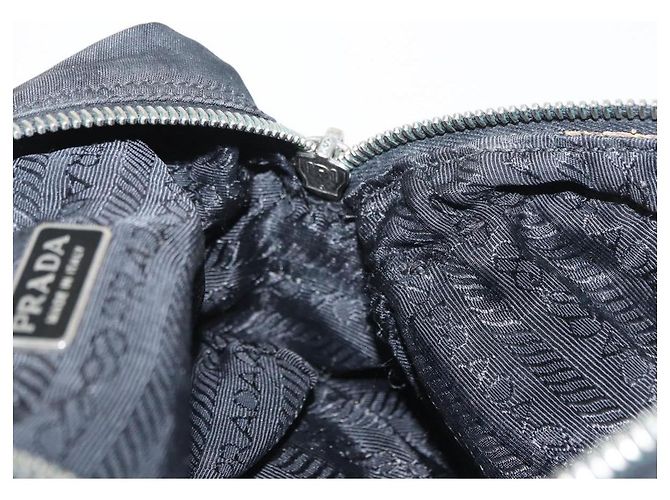 Pochette Prada in nylon e pelle nera Auth bs31960 Nero - vista 11