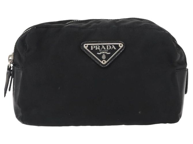 Pochette Prada in nylon e pelle nera Auth bs31960 Nero - vista 13
