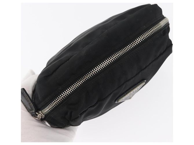 Pochette Prada in nylon e pelle nera Auth bs31960 Nero - vista 5