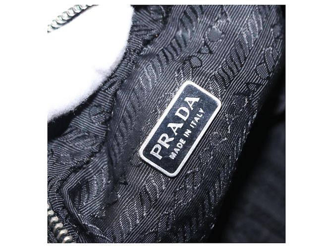 Pochette Prada in nylon e pelle nera Auth bs31960 Nero - vista 9