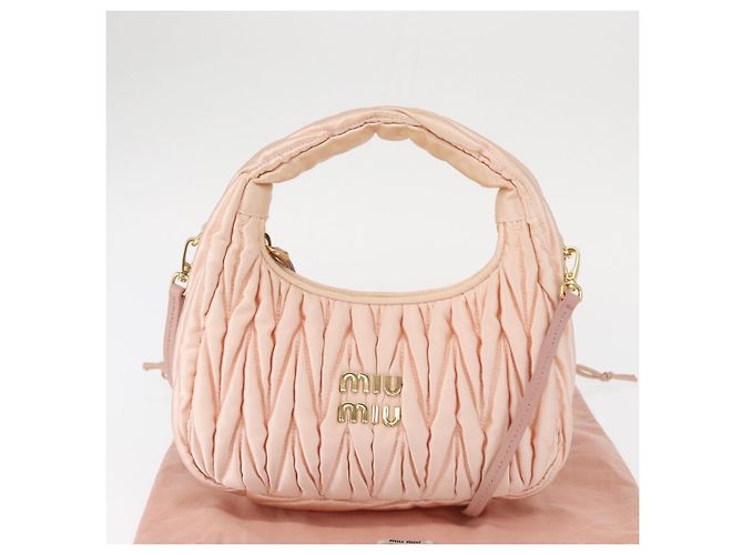 Miu Miu Matelassé Wonder Handtasche Satin Rosa Gold 5BC125 Auth 154226SM Pink Golden - Ansicht 12