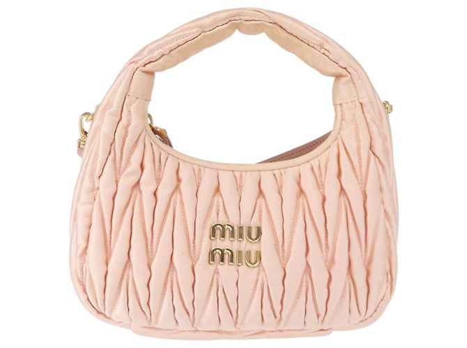 Miu Miu Matelassé Wonder Handtasche Satin Rosa Gold 5BC125 Auth 154226SM Pink Golden - Ansicht 13