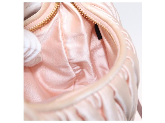 Miu Miu Matelassé Wonder Handtasche Satin Rosa Gold 5BC125 Auth 154226SM Pink Golden - Ansicht 23