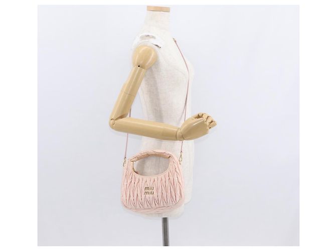 Miu Miu Matelassé Wonder Handtasche Satin Rosa Gold 5BC125 Auth 154226SM Pink Golden - Ansicht 24