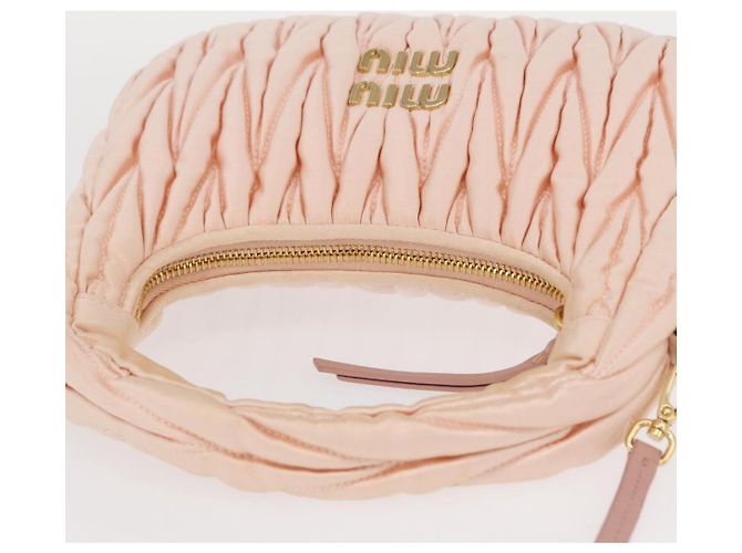 Miu Miu Matelassé Wonder Handtasche Satin Rosa Gold 5BC125 Auth 154226SM Pink Golden - Ansicht 6