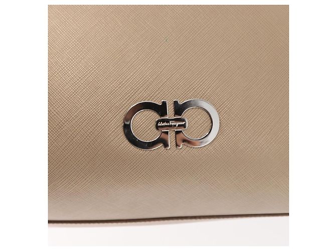Borsa tote in pelle beige argento Salvatore Ferragamo Auth ka939 - vista 17