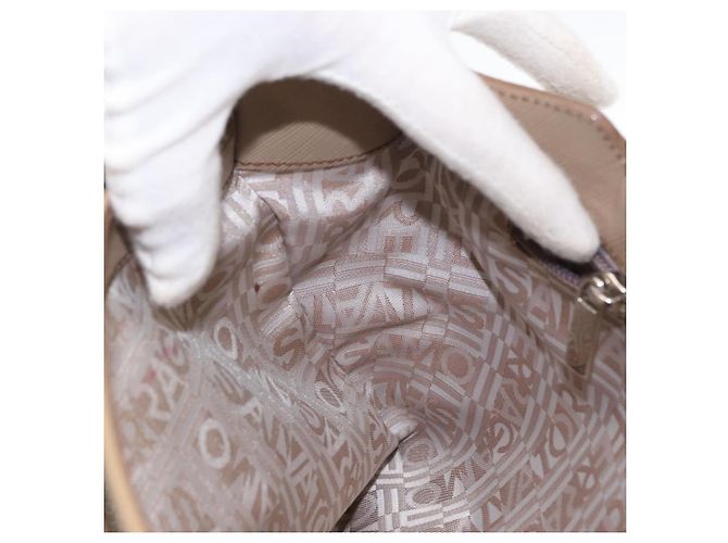 Borsa tote in pelle beige argento Salvatore Ferragamo Auth ka939 - vista 19