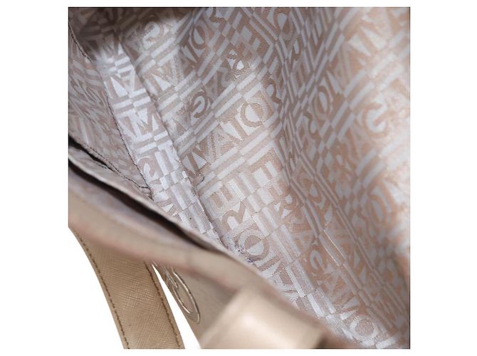 Borsa tote in pelle beige argento Salvatore Ferragamo Auth ka939 - vista 20