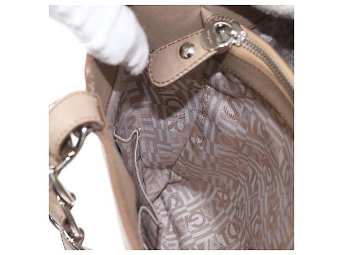 Borsa tote in pelle beige argento Salvatore Ferragamo Auth ka939 - vista 21