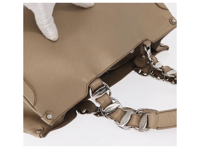 Borsa tote in pelle beige argento Salvatore Ferragamo Auth ka939 - vista 6