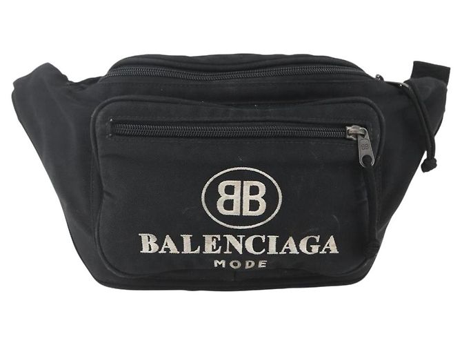 Bolsa de corpo em lona Balenciaga Preta 482389 Auth ka873 Preto - vista 13