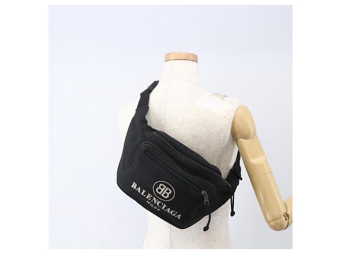 Bolsa de corpo em lona Balenciaga Preta 482389 Auth ka873 Preto - vista 22