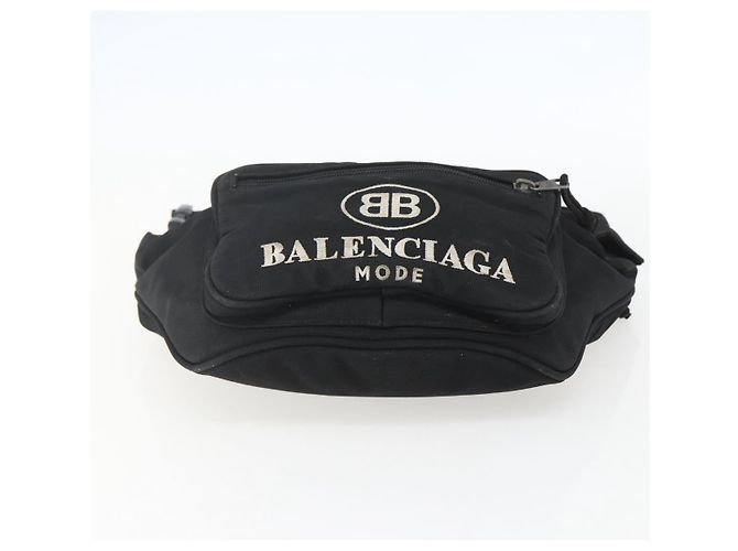 Bolsa de corpo em lona Balenciaga Preta 482389 Auth ka873 Preto - vista 5