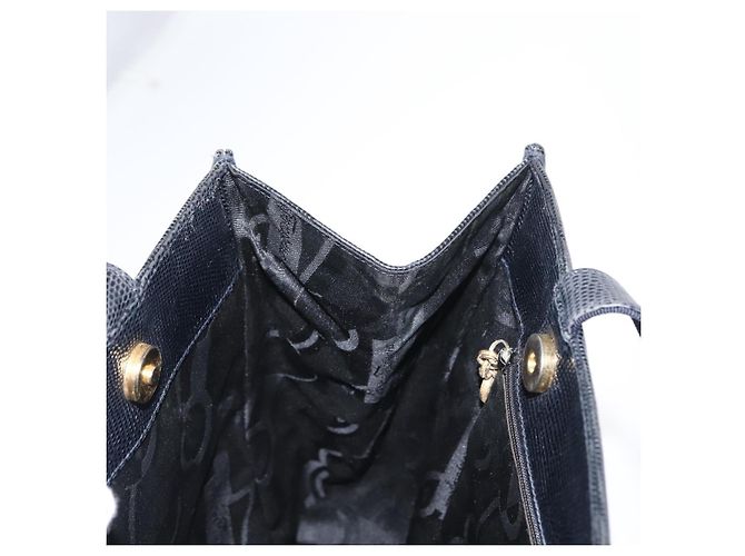 Borsa Tote Vala in pelle blu navy e oro Auth BA8751 di Salvatore Ferragamo D'oro - vista 19