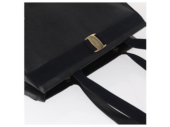 Borsa Tote Vala in pelle blu navy e oro Auth BA8751 di Salvatore Ferragamo D'oro - vista 6
