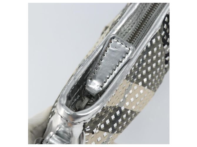 Borsa a Spalla Burberry Nova Check PVC Argento Auth 156475 - vista 10