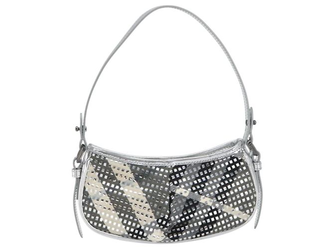 Borsa a Spalla Burberry Nova Check PVC Argento Auth 156475 - vista 13