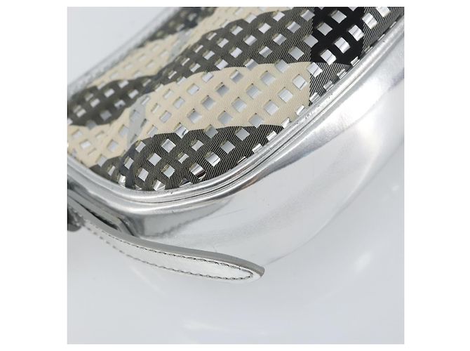 Borsa a Spalla Burberry Nova Check PVC Argento Auth 156475 - vista 14
