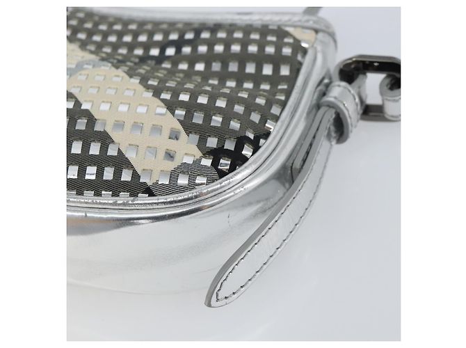 Borsa a Spalla Burberry Nova Check PVC Argento Auth 156475 - vista 15