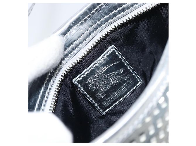 Borsa a Spalla Burberry Nova Check PVC Argento Auth 156475 - vista 17