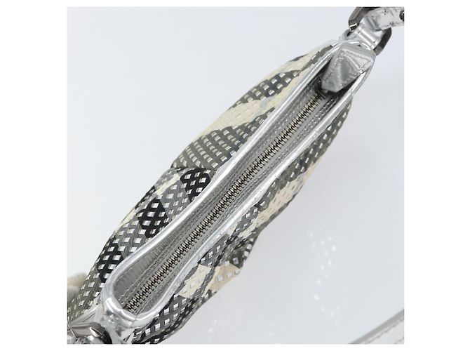 Borsa a Spalla Burberry Nova Check PVC Argento Auth 156475 - vista 6
